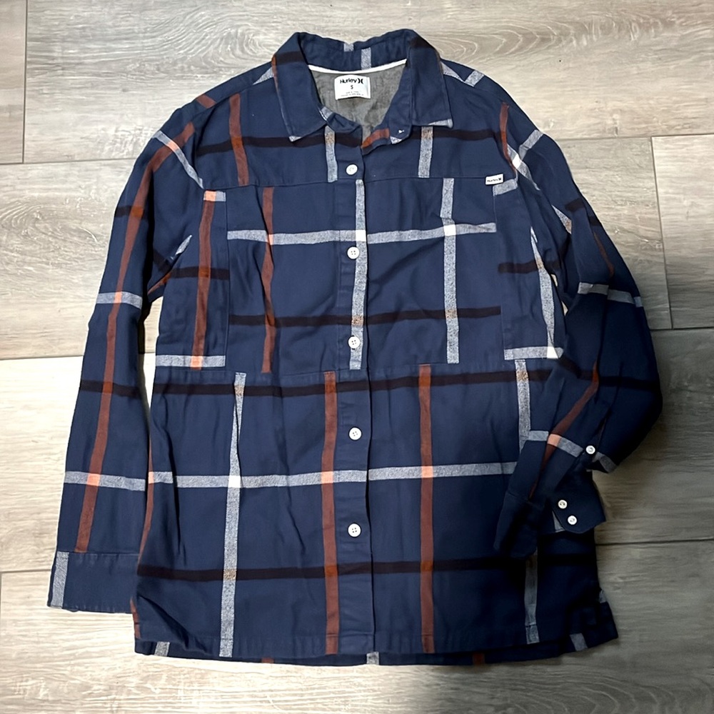 Hurley Blue Flannel Shacket Size Small